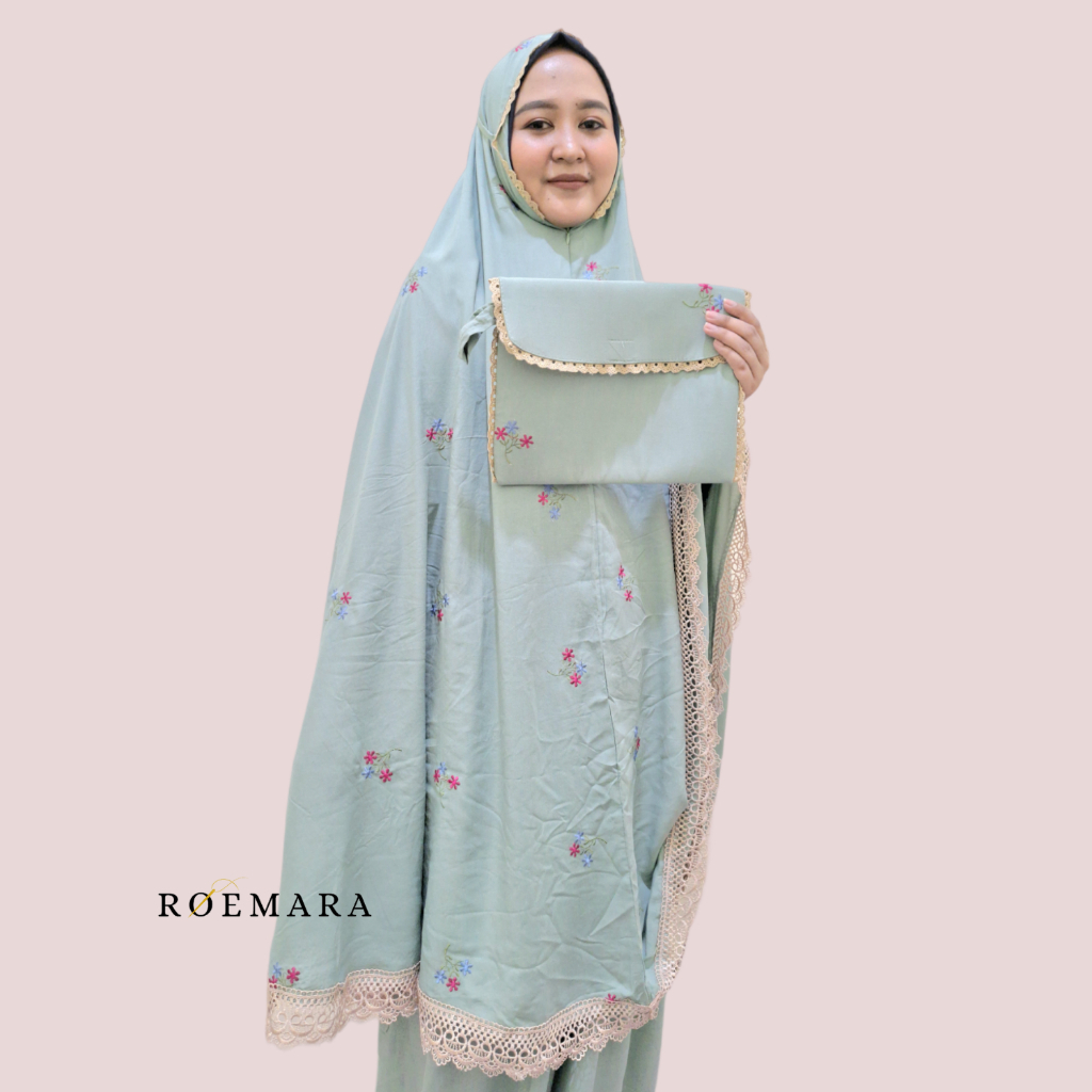 ROEMARA - Mukena Dewasa Rayon Premium 2in1 Motif Melati | Mukena Adem