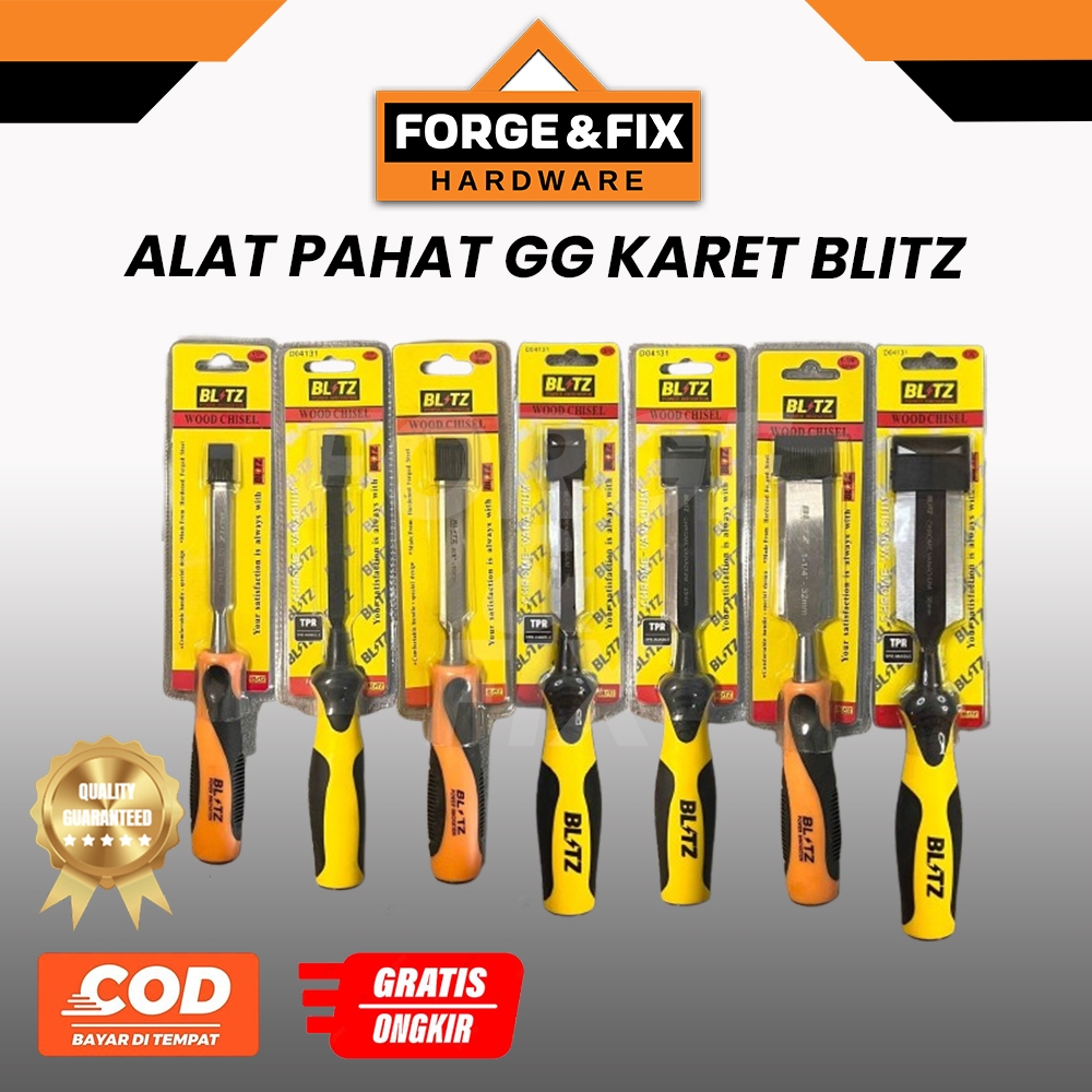 BLITZ Alat Pahat Tatah Kayu Gagang Karet Fiber Wood Chisel BC / CRV