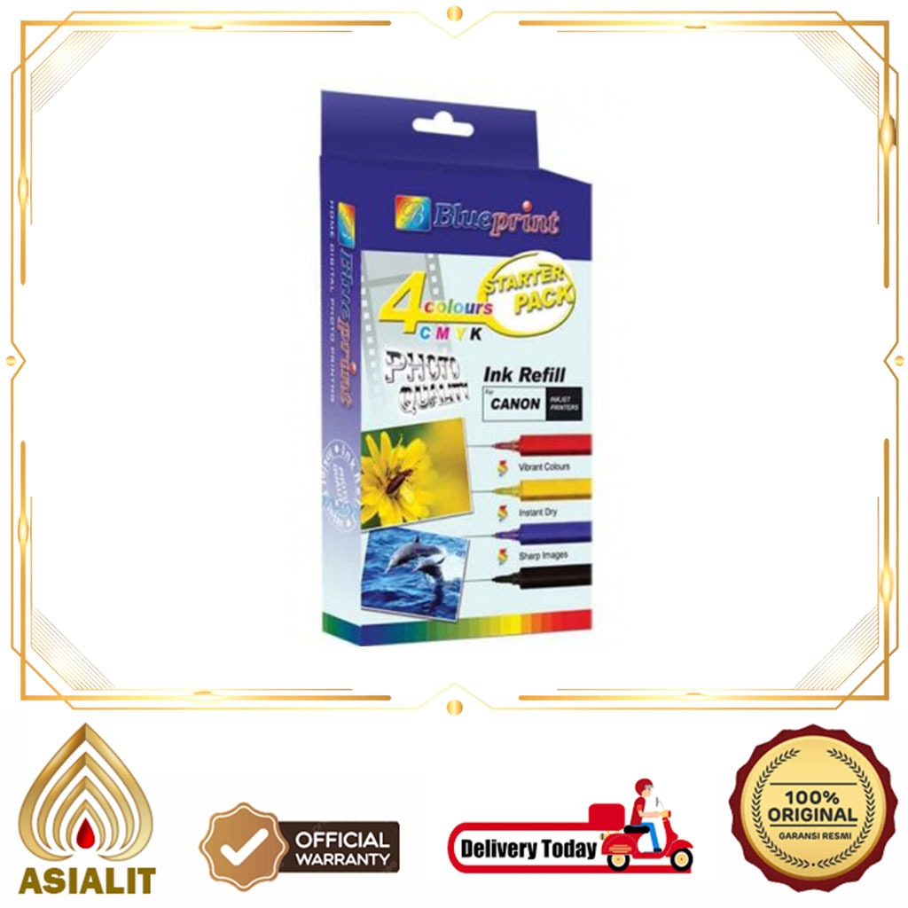 Tinta Blue Print For Printer Canon 4 Starter Pack Refill Black Color Suntik