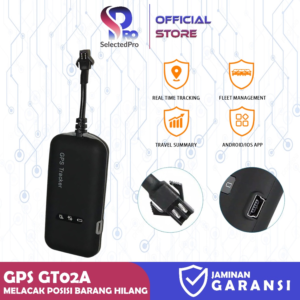 Selectedpro GPS GT02A Alat Pemantau Lokasi Real Time untuk Keamanan Mobil & Motor Anti Maling Akurat