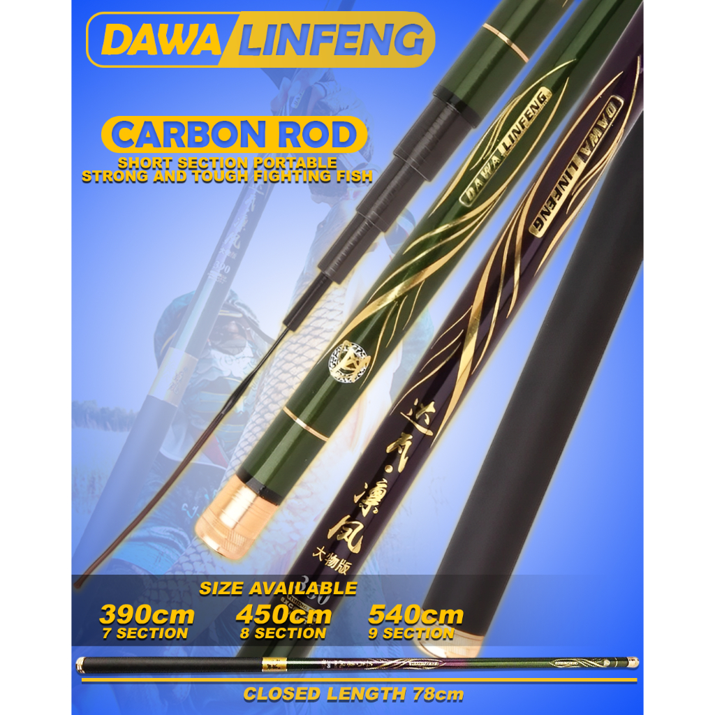 Joran Tegek Pancing Dawa Linfeng Carbon Ringan Ruas 78cm
