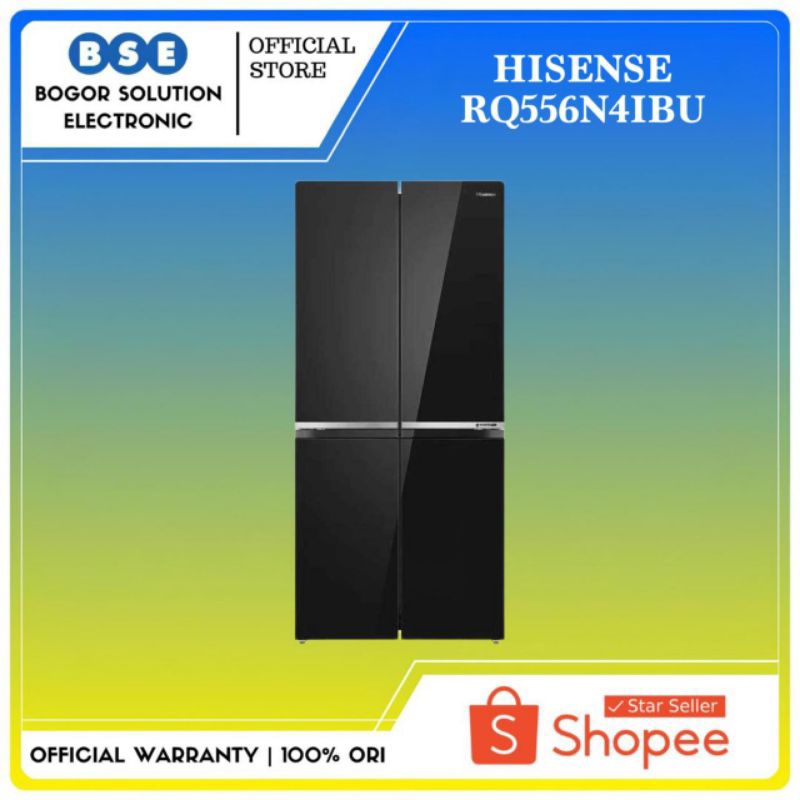 Kulkas Multi Door 4 Pintu Hisense RQ556N4IBU 467 Liter Hisense Inverter Kulkas  RQ556N4IBU Black Gla