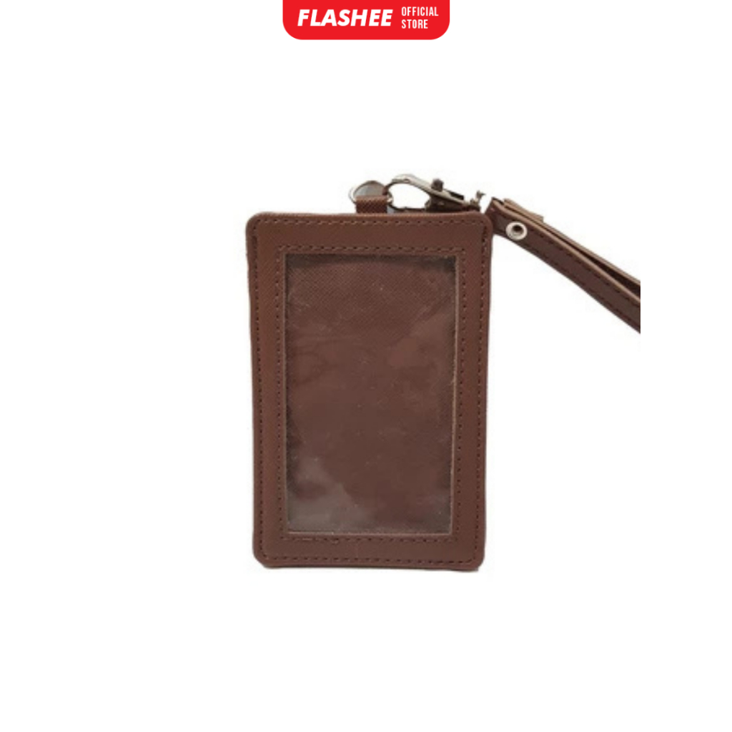 

Flashee ID Card Holder Kulit Coklat Tua Lanyard PU Leather Name Tag Termurah Berkualitas