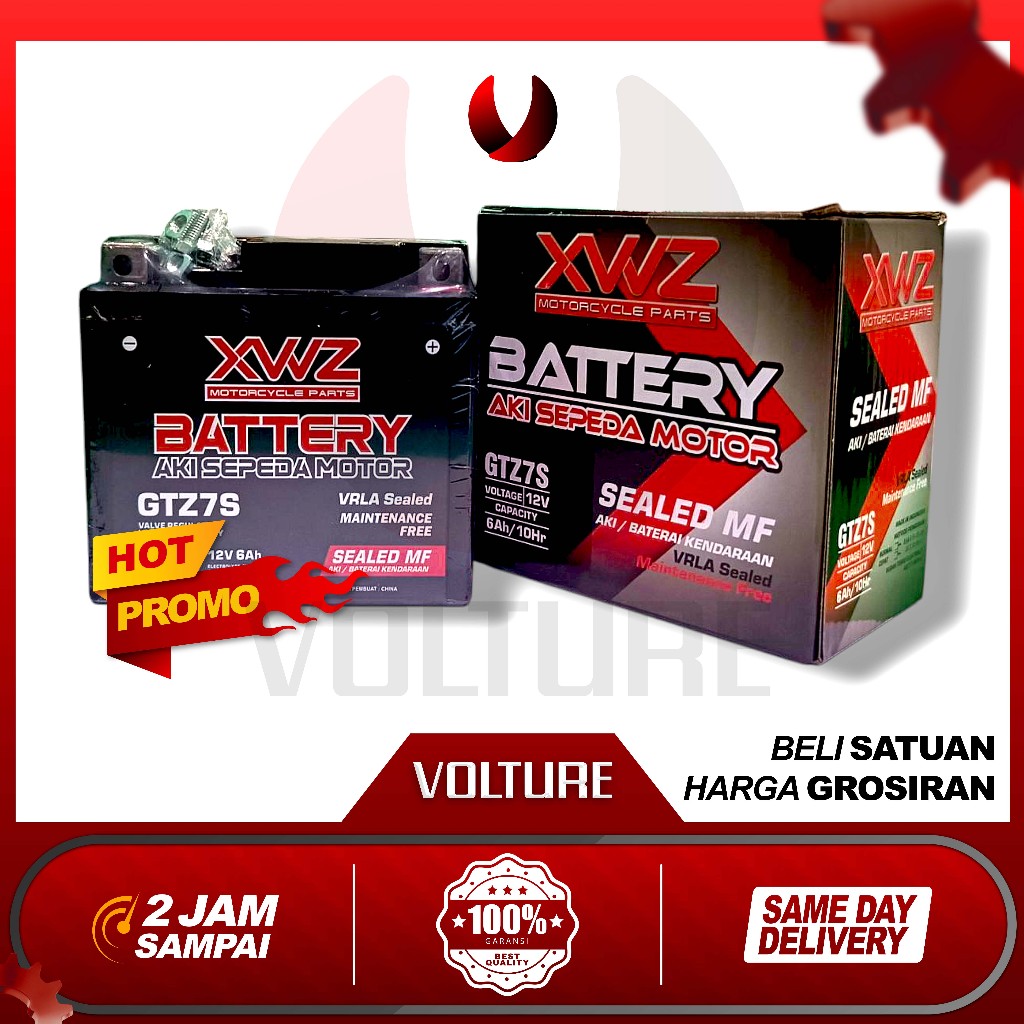 Aki motor kering XWZ original BERGARANSI gtz7s gtz6v 6ah 12v matic kopling bebek Honda New Sonic 150