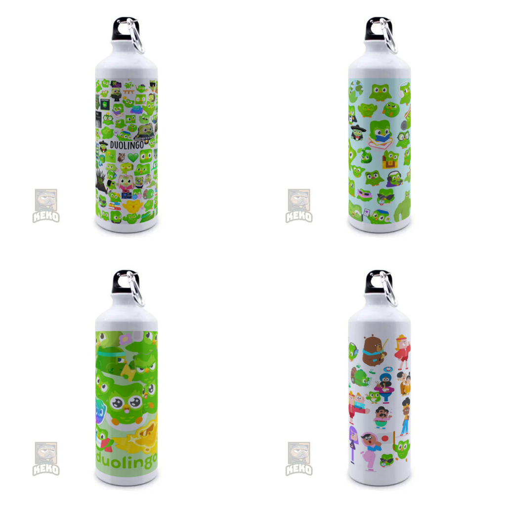 Botol Sport Cartoon Duolingo Pattern Collage