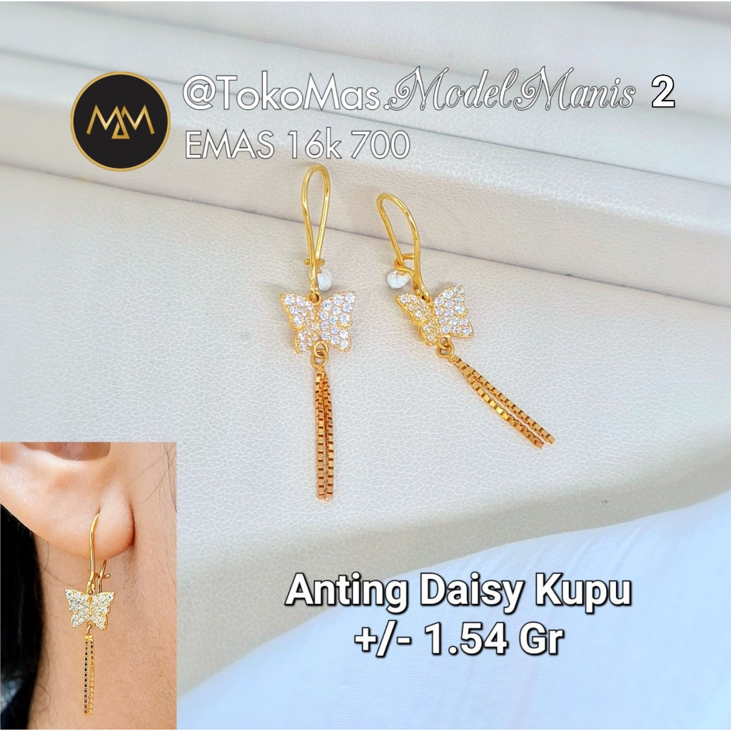 Anting Panjang Daisy rumbai emas kuning 700 kadar 16k