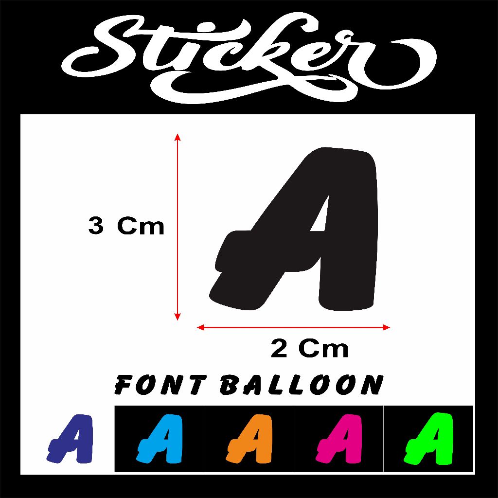 

STIKER CUTTING HURUF / ABJAD JUAL SATUAN NAMA FONT BALLON UKURAN 3 CM