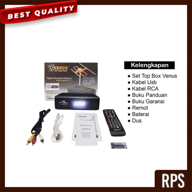 Best Quality Set Top Box VENUS Cabe Rawit HD TV Digital STB Venus Mini DVBT2 UHF EWS RPS