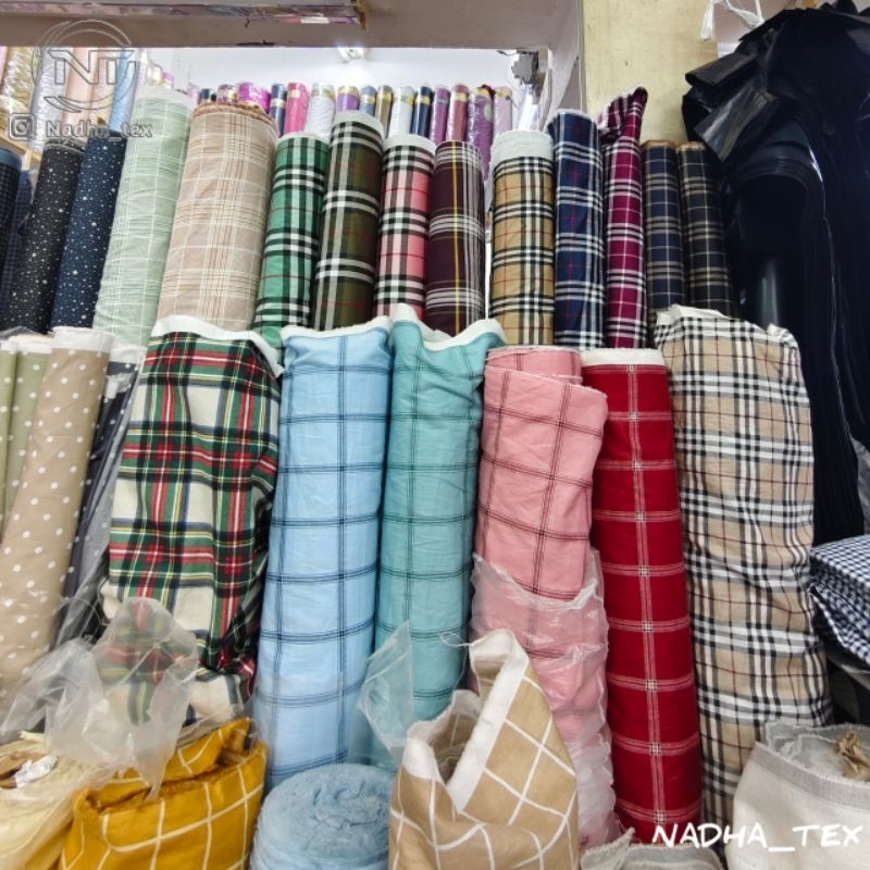 Kain katun Jepang motif kotak-kotak/cotton jepang