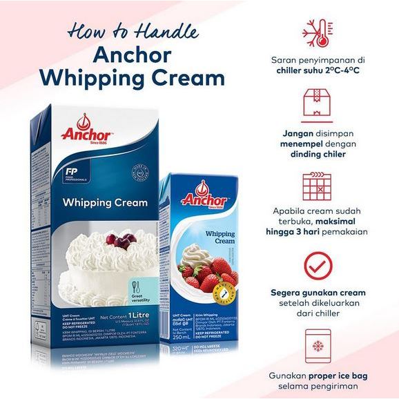 

RB ANCHOR EXTRA YIELD WHIPPING COOKING CREAM HALAL KUALITAS PREMIUM IMPORT 1 LTR 1LTR 1 L 1L 1 Liter
