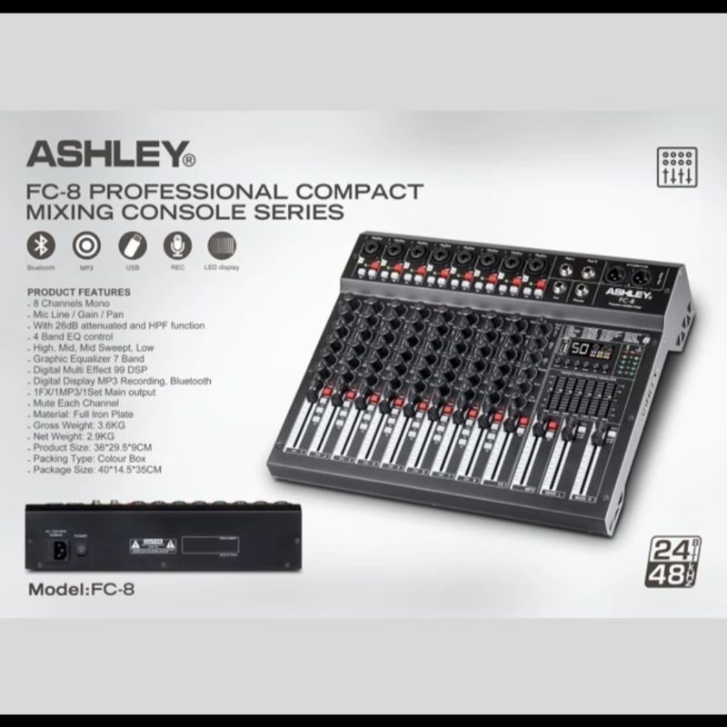 ASHLEY FC-8 | Mixer Analog | Mixer 8 chanel | FC8 | Mixer ashley