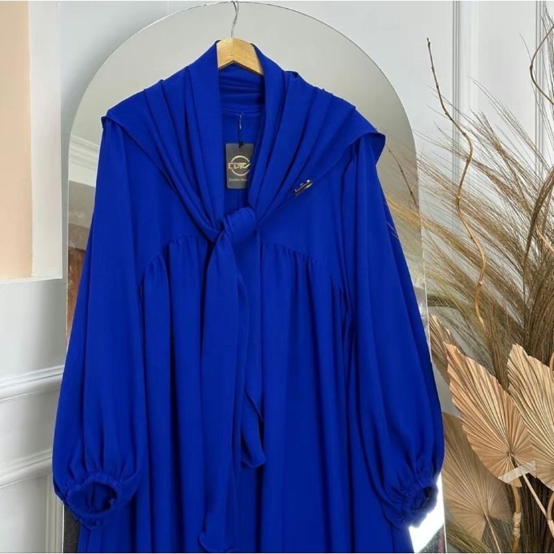 Gamis Luna Set Hijab Warna Biru Elektrik