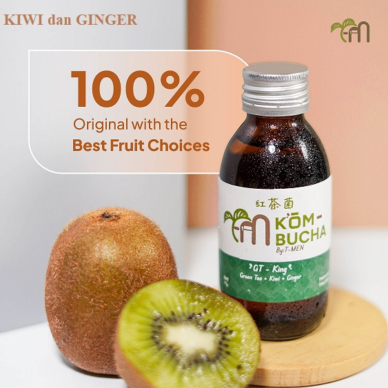 

GT KING (Green Tea,Kiwi,Ginger)-Premium & Finest Home Made Kombucha By T-Men - 4x125ml (500ml).Raw & Unpasteurized.