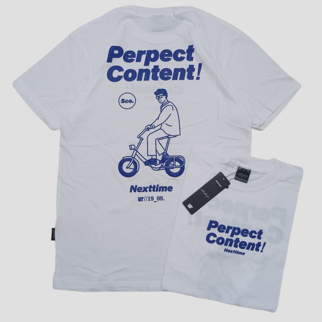 Kaos Distro Original / Tshirt Distro / Baju Distro NEXT TIME Perpect Content Putih