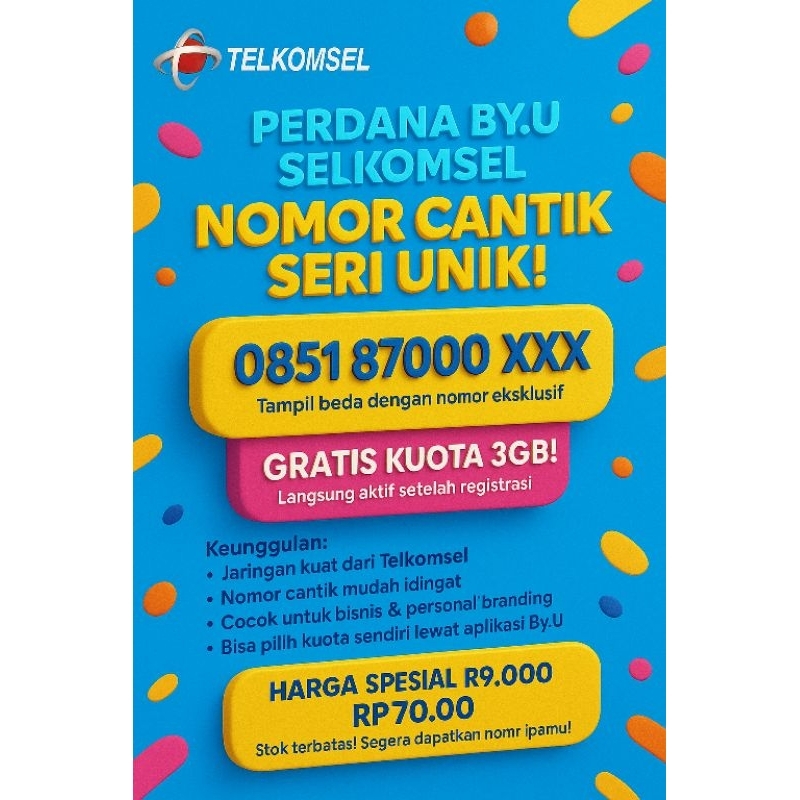 kartu Perdana by u telkomsel nomor cantik aktif selamanya