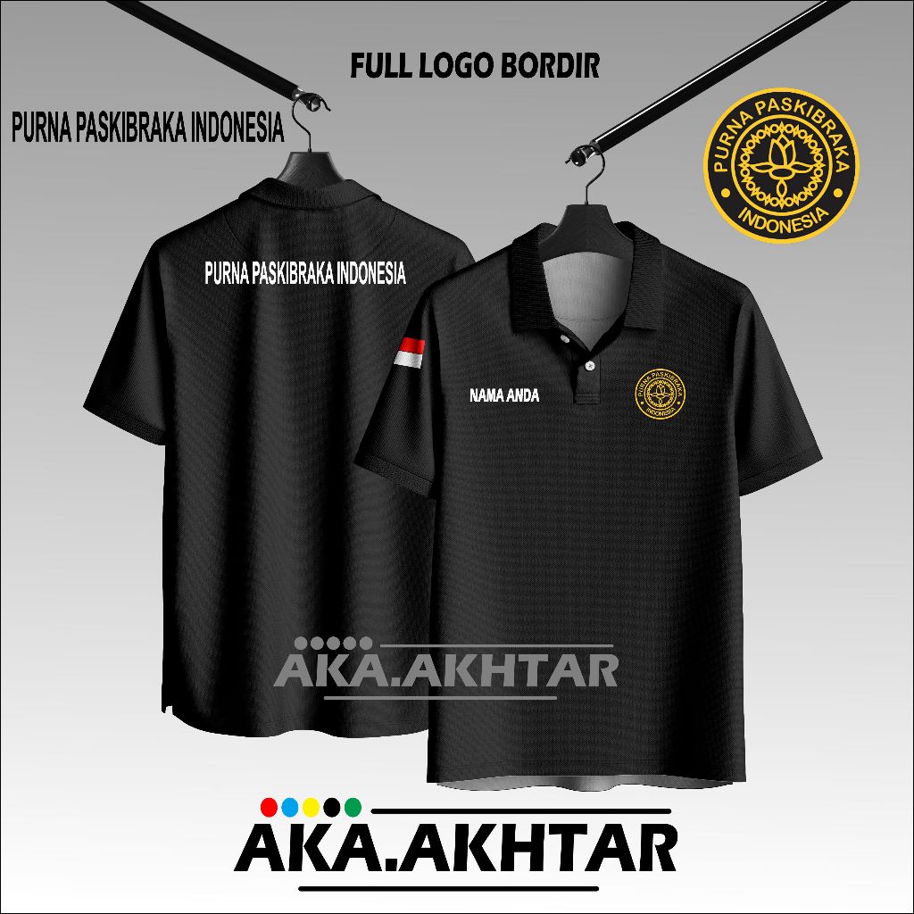 KAOS KERAH POLO KATUN PURNA PASKIBRAKA INDONESIA LENGAN ENDEK FULL BORDIRAN - TSHIRT POLO COTTON PPI