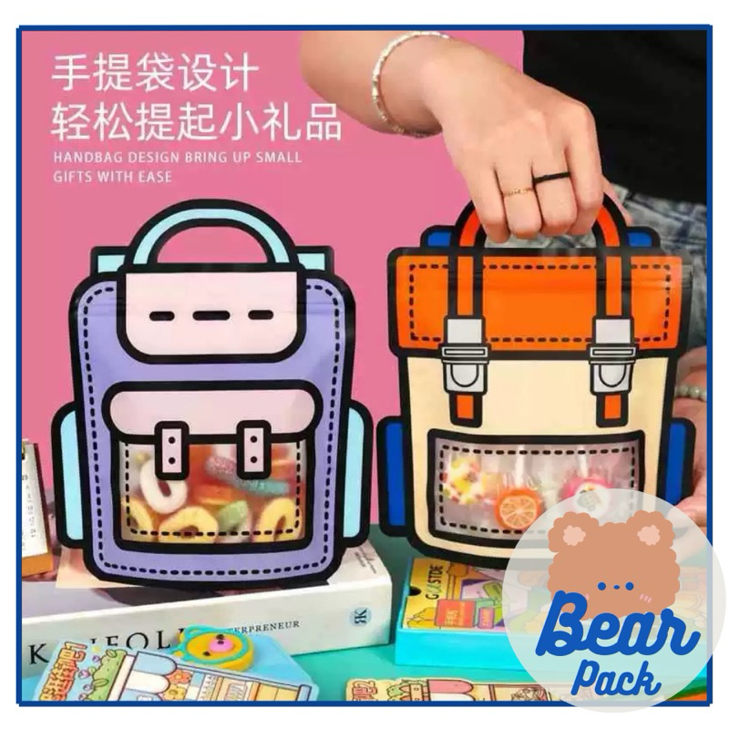 

Bear Pack - [ISI 10 PCS UK 15x13] Plastik Ziplock Model HandBag & ToteBag | Standing Pouch Lucu | Plastik Hampers Ulang Tahun