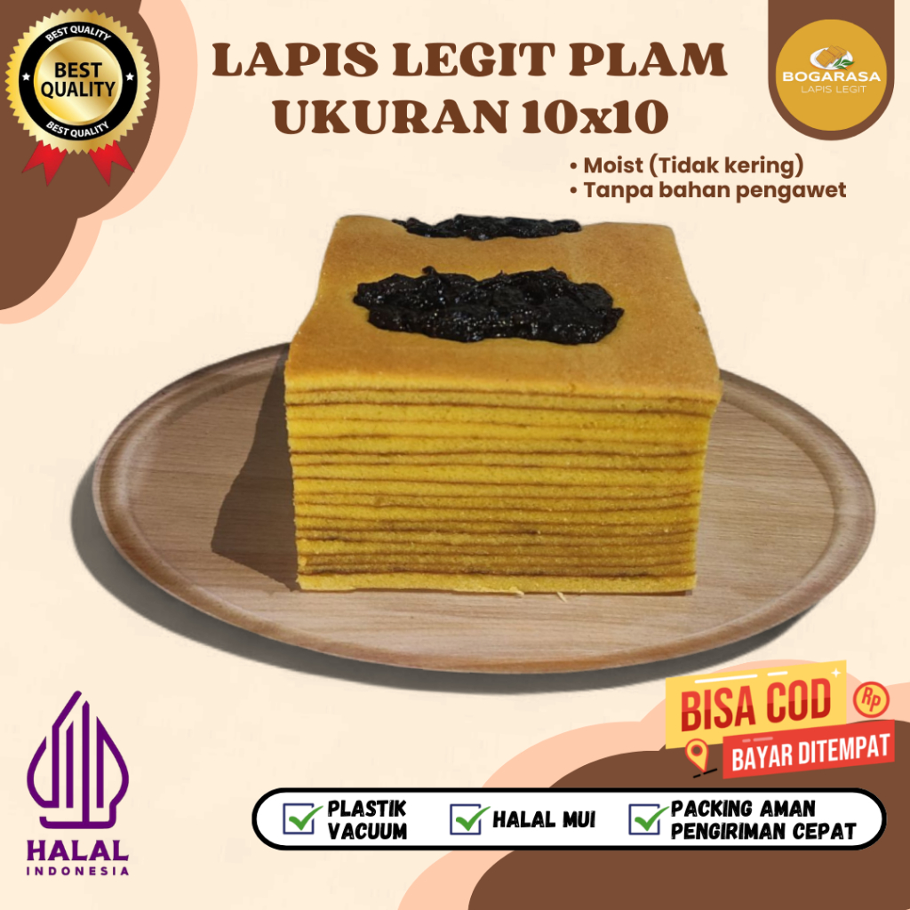 

Lapis Legit Plam/Prunes Lapis Legit Wisman Premium Bolu Legit Pilihan Varian Rasa Plam ukuran 10x10