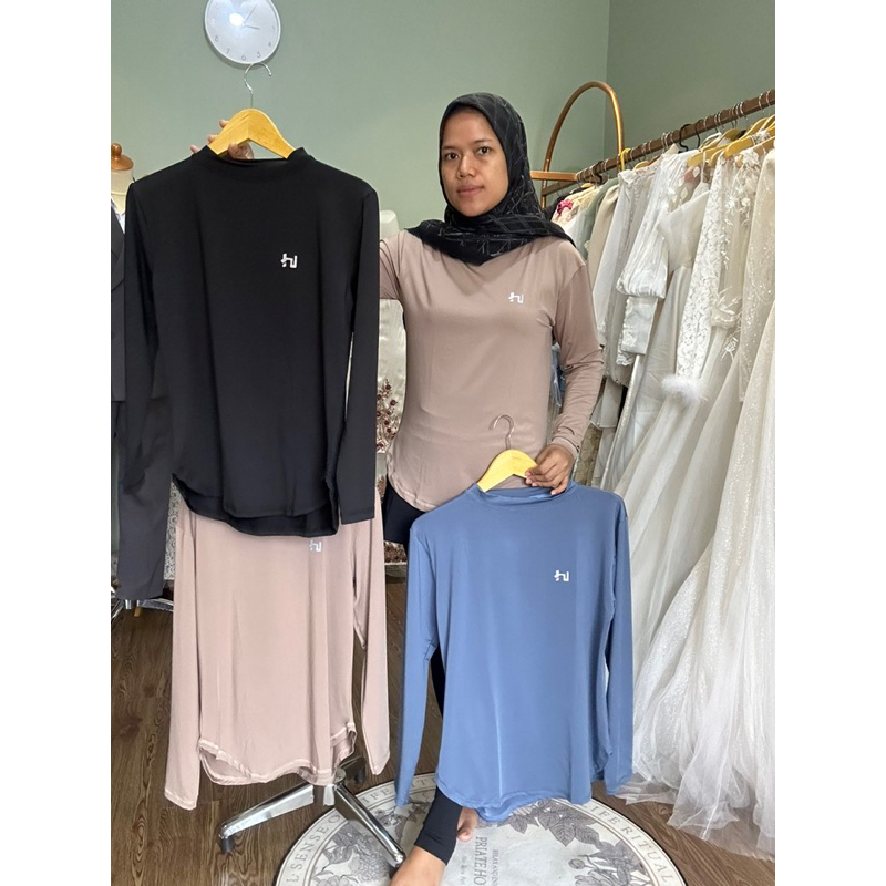 MUEZZA - Baju Olahraga Hijab Friendly - Atasan Lari Yoga Gym Wanita