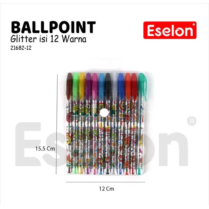 

Pulpen Gel Glitter 1Set (12 warna) non Karakter