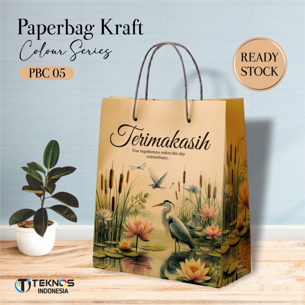 

[12 PCS] PAPER BAG MOTIF MURAH PBC 05 - PAPER BAG KRAFT COLOUR READY STOCK UKURAN 20 X 25 X 10 CM