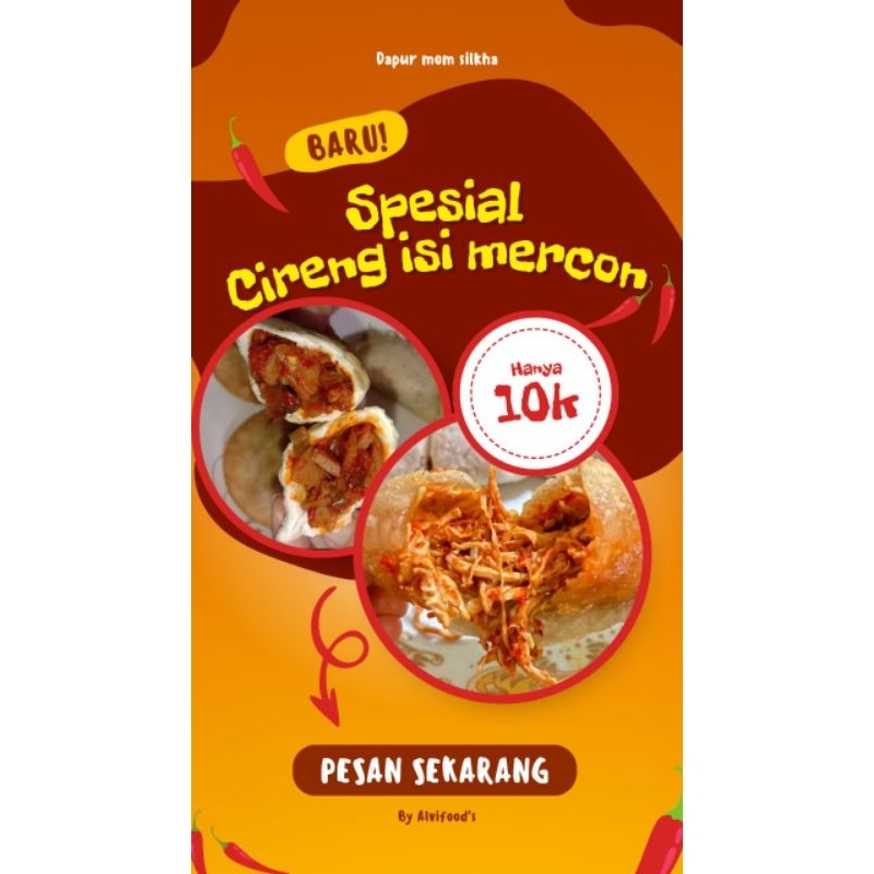 

Cireng isi ayam suwir / baso isi 7 ukuran sedang (Untuk isian bisa request di chat)