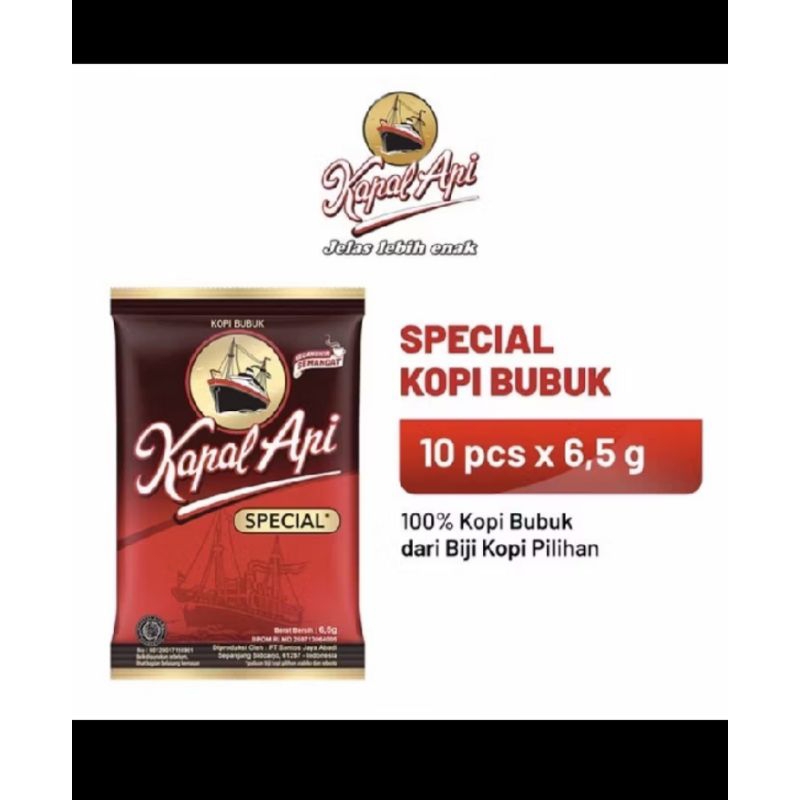 

kopi kapal api 6,5 gr 1 renceng 10 pcs. tanpa gula