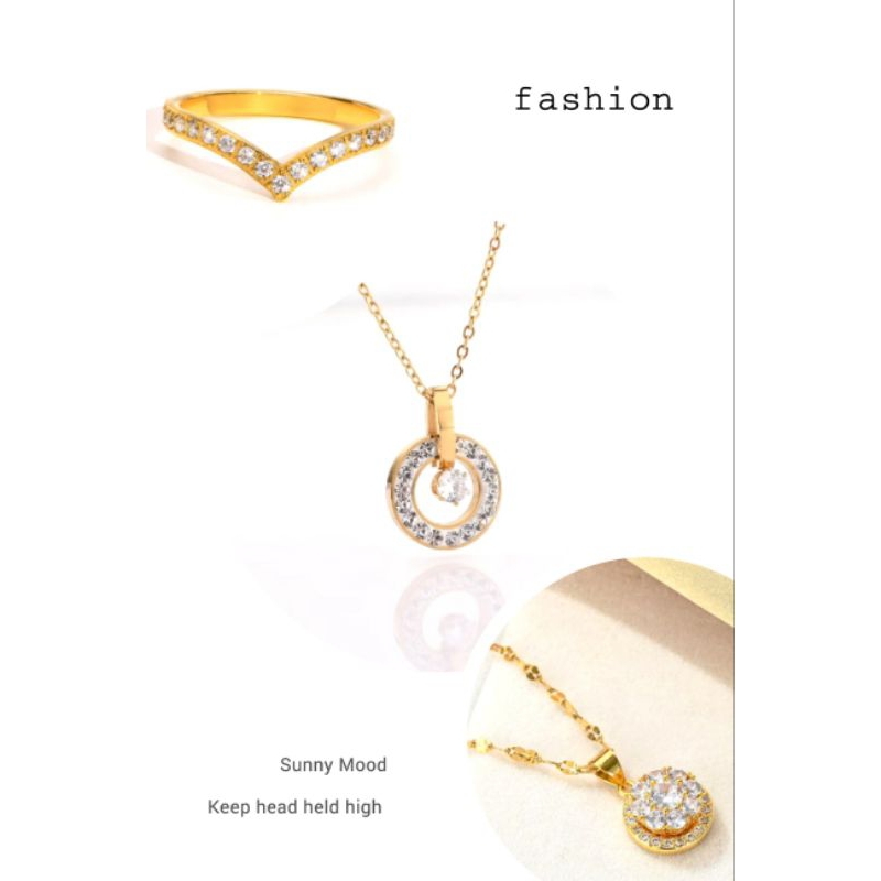 Beli 3pcs 100k husus live perhiasan titanium murni lapis emas 18KGP