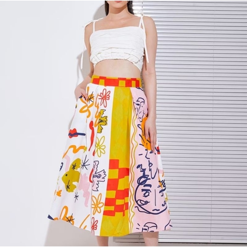 Rok Wanita Rok Korea Cotton Tree Preloved Original Flare Skirt Very Good Condition Almost Like New