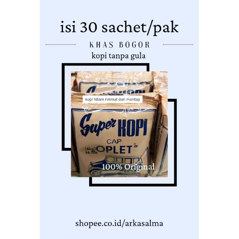 

Kopi CAP OPLET TANPA GULA 8 Gram (Isi 30 Sachet)