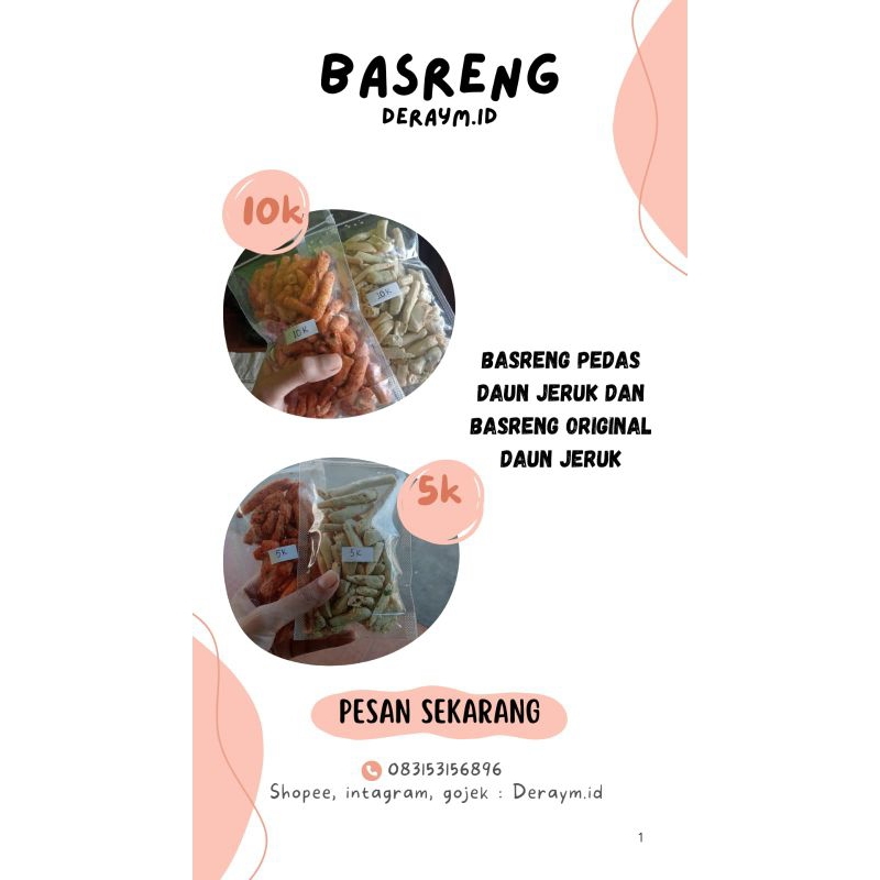 

Basreng original daun jeruk dan pedas daun jeruk