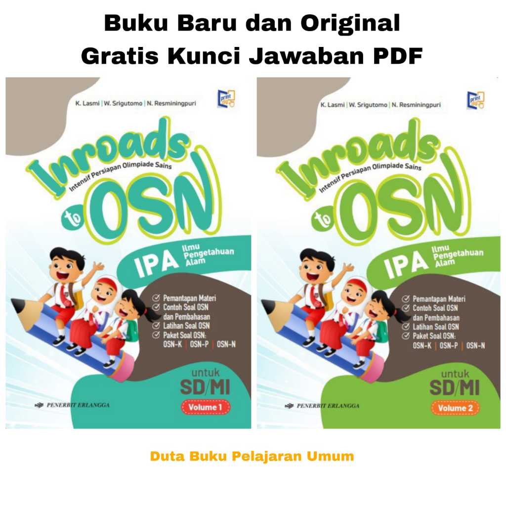 Buku Inroads To OSN IPA SD / MI Vol 1 dan 2 Erlangga Gratis Kunci Jawaban PDF