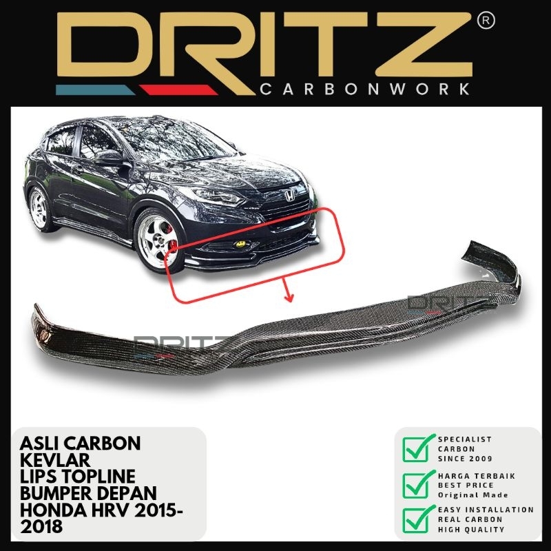 Asli Carbon Kevlar Lips Top Line Bemper Depan HONDA HRV 2015 2021 Non Facelift Aksesoris Mobil Karbo