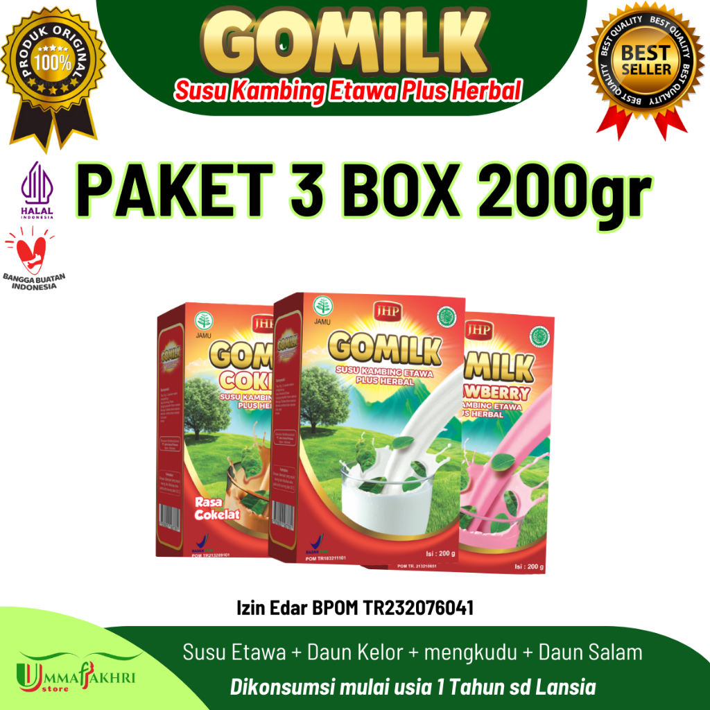 

[Paket 3 box] GOMILK Susu Etawa Herbal Paket Bonus Paling Best Seller