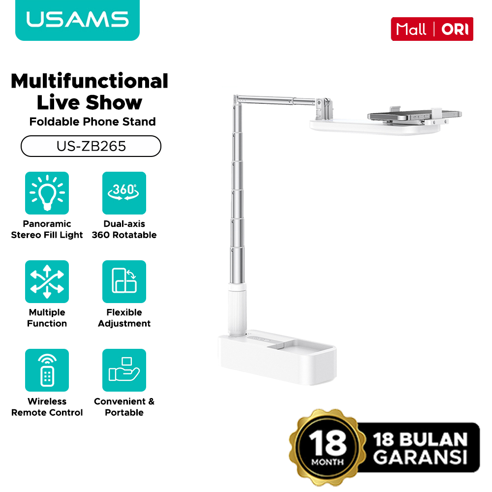 USAMS Stand Phone Holder Multifungsi Folding Live Show Ringlight ZB265