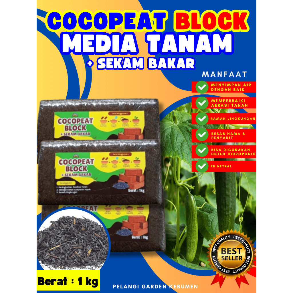 DIJAMIN ASLI  Cocopeat Media Tanam, Cocopeat Media Tanam 1Kg, Cocopeat Media Tanam Block