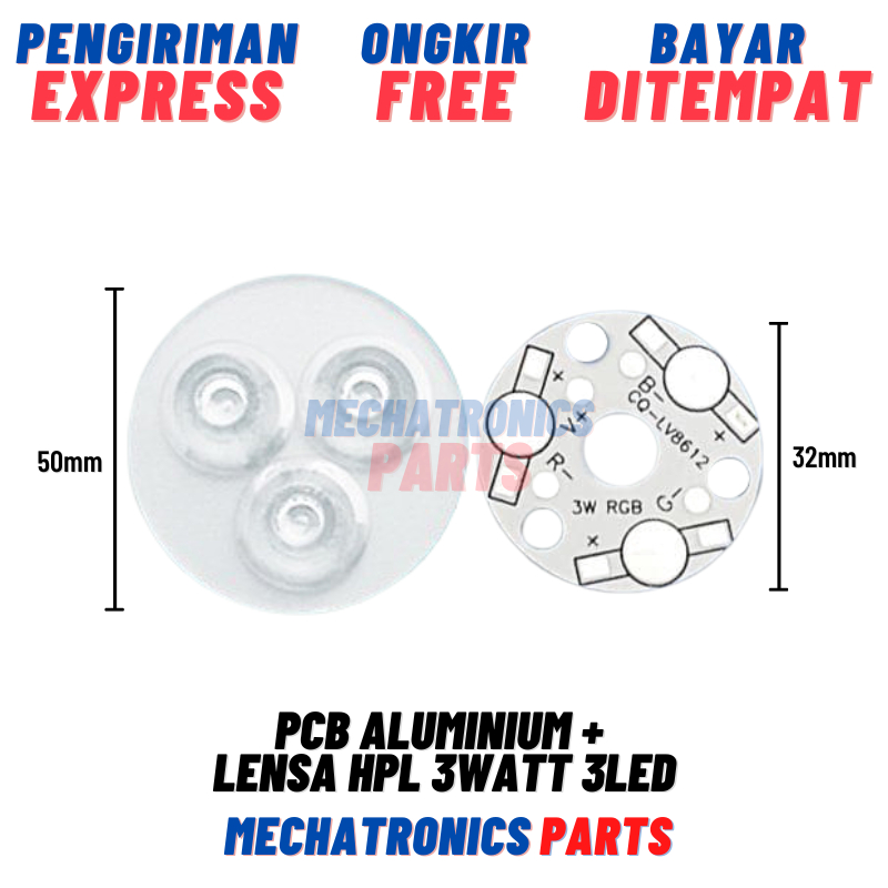 [DSP-9445] PCB ALUMINIUM + LENSA HPL 3WATT 3LED HPL 32/50MM