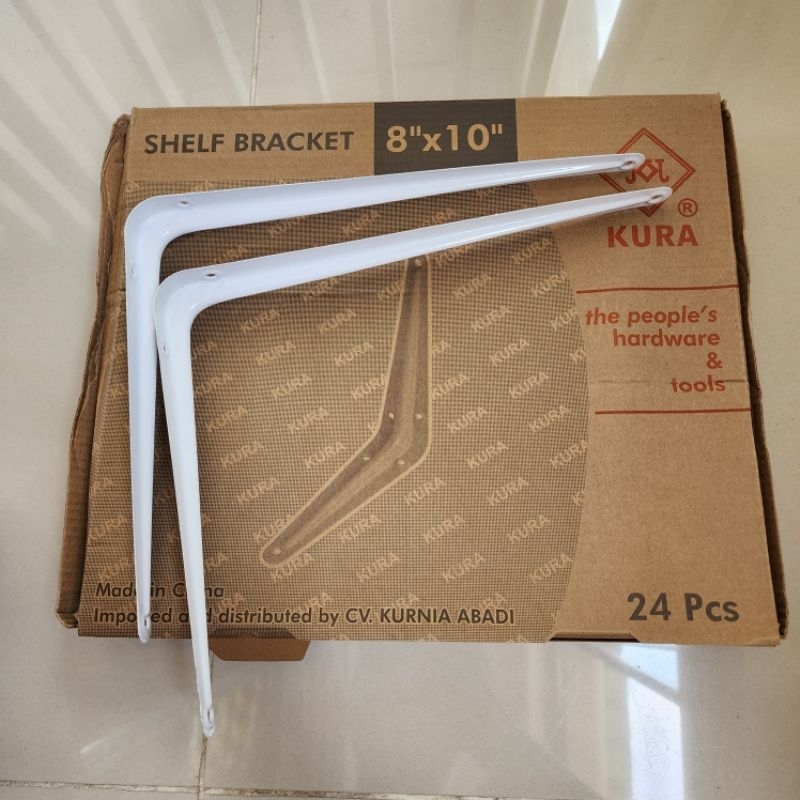 (HARGA UNTUK 1BJ SIKU) Siku Rak Dinding Besi Bracket Ambalan Gantung Dinding Putih 8x10 (20x25 CM)