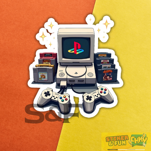 

Stiker Sticker Vinyl Laminasi PLAYSTATION ONE ukuran 8 Cm