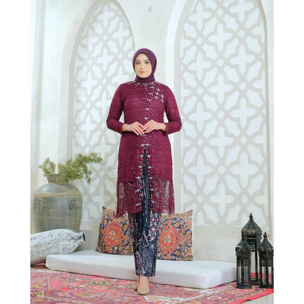 Setelan kebaya brokat tunik syakila payet