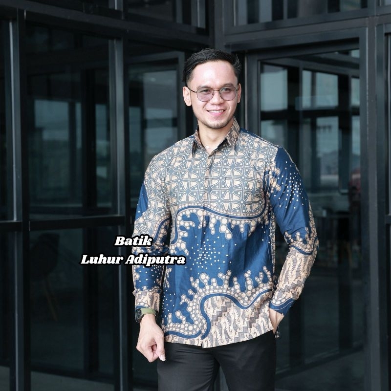 Restu navy kemeja batik pria furing katun premium Luhur Adiputra