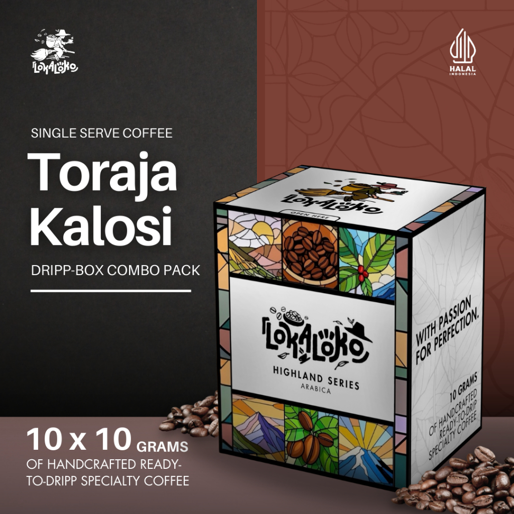 

Kopi Drip Bag Arabica - Toraja Kalosi Sachet (COMBO PACK) 10×10g single-serve | Lokaloko Drip Series