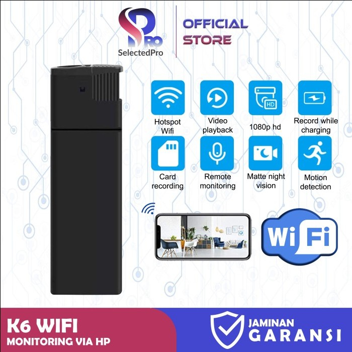 SelectePro Spycam Camera K6 V18 Kamera Mini Wifi Pemantik Korek Elektrik Lighter K6WIFI Kamera CCTV