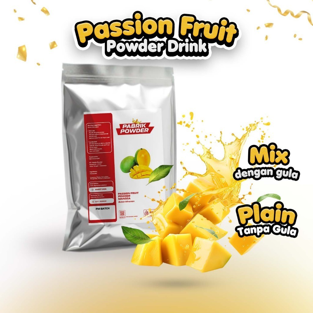 Powder Passion Fruit, Bubuk Minuman Rasa Buah Tanpa Krimer, Campuran Teh