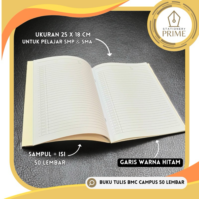 

Buku Tulis BMB / BMC Campus 50 Lembar ( 1 Pack Isi 10 Buku )