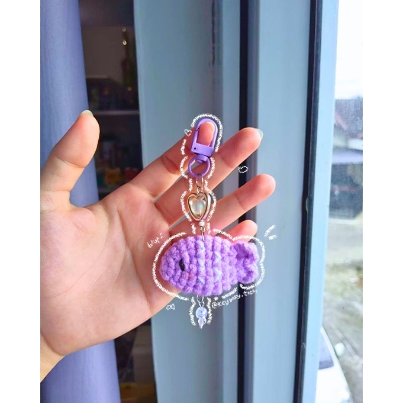 RAINBOW FISH Bag Charm Gantungan Tas Kunci Keychain Manik Beads Crochet Lucu Simpel Ganci Hadiah Aks