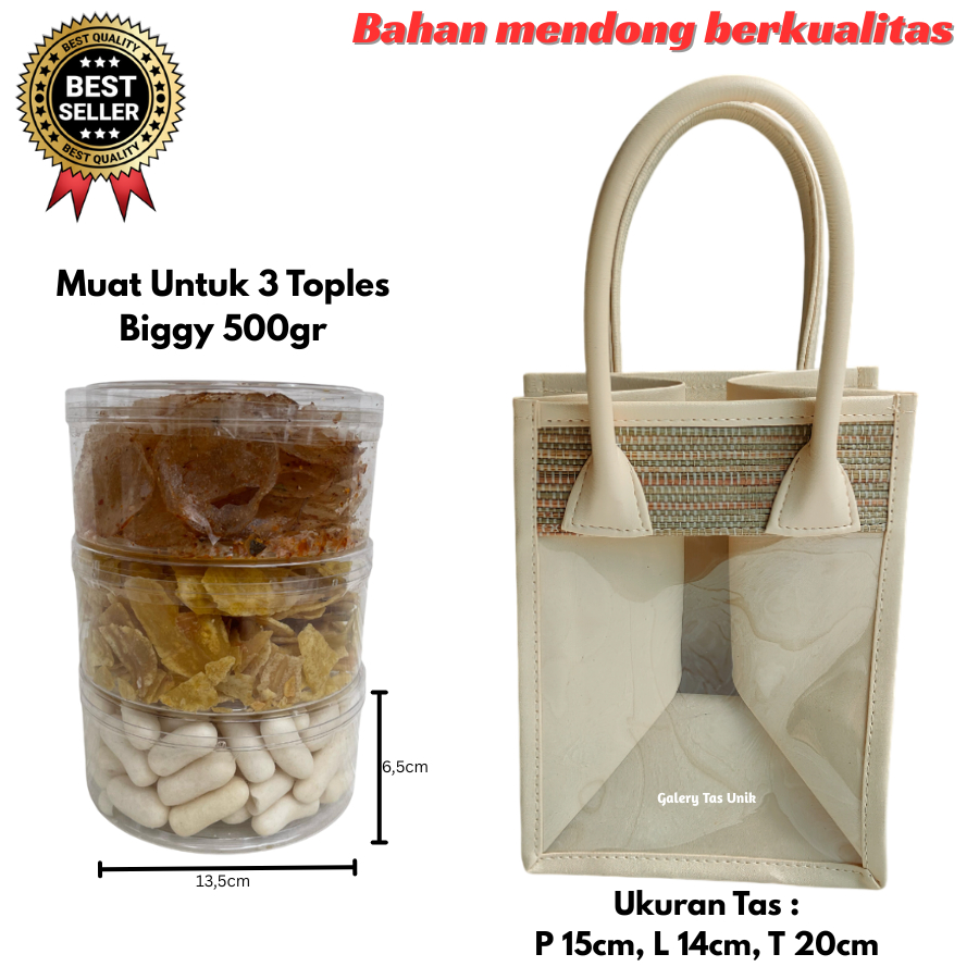 

Tas Hampers Mendong Untuk 3 Toples Biggy Keranjang Parcel Mika Transparan