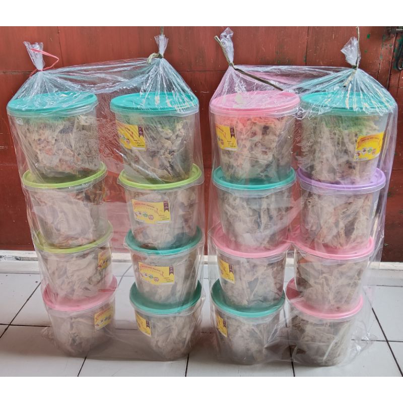Peyek kacang tanah, kacang ijo, udang rebon. Toples ukuran 5 liter