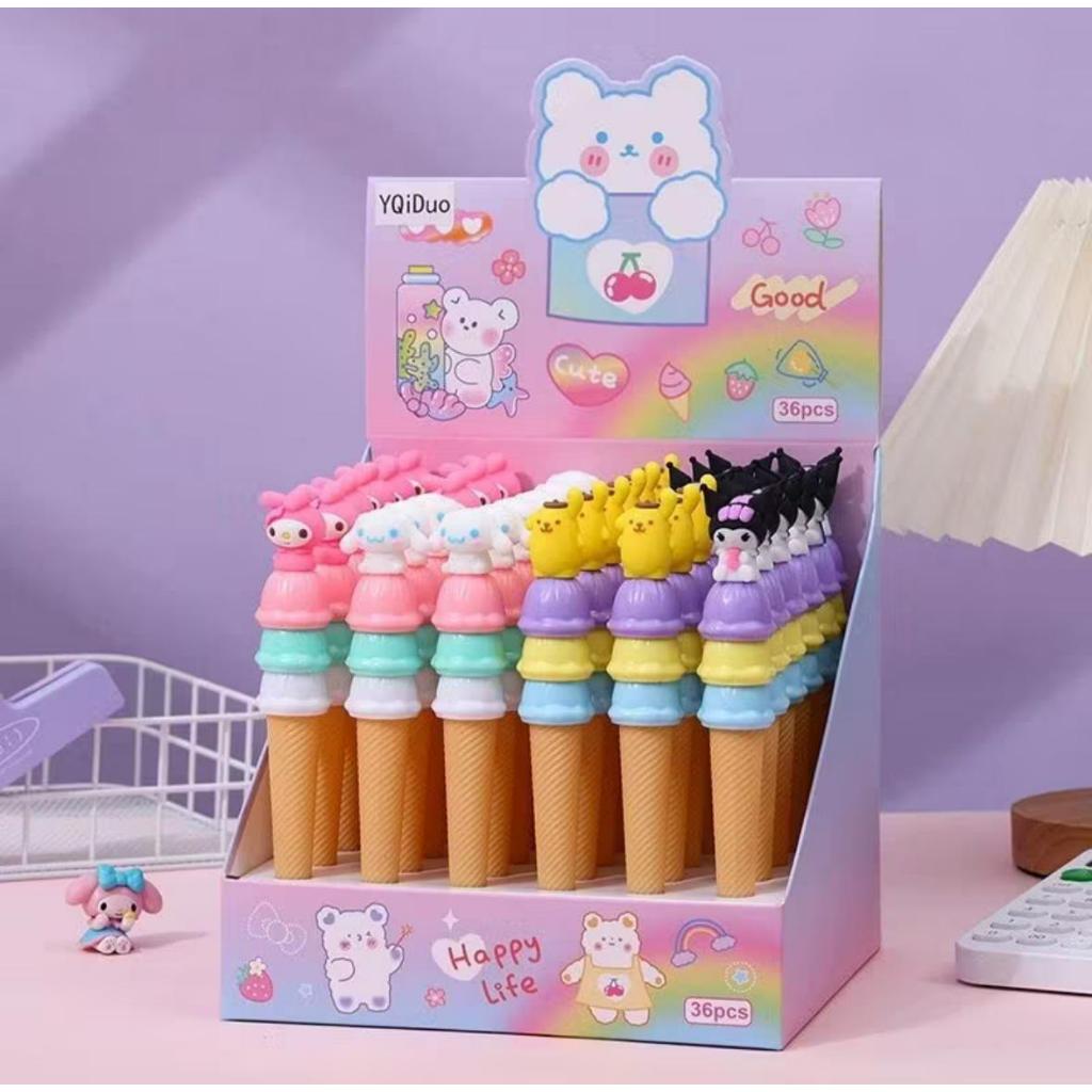 

Cindy Pulpen Es Krim Sanrio Lucu Gel Pen Ice Cream Melody Cinnamorol Purin Kuromi Tinta Hitam 0.5 mm