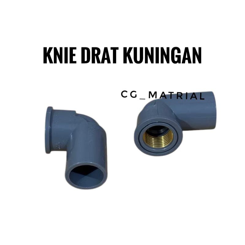 Knie Knee Elbow PVC Rucika Drat Kuningan 1/2 Inch Elbow Drat Dalam